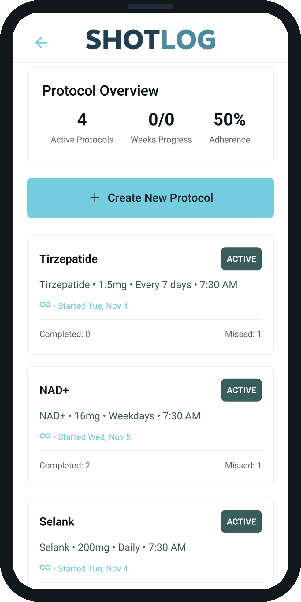SHOTLOG Smart Protocol Automation screen